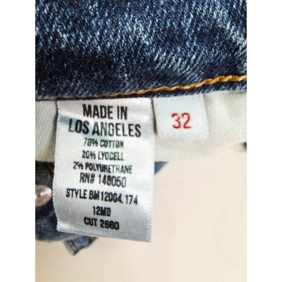 Buck Mason Size 32X31 Mens Slim Fit Blue Denim Logo Tag Jeans Made In The USA - Picture 4 of 12